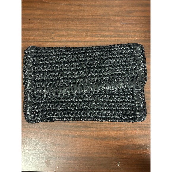 Vintage Koret Italy Black Laced Bag with Red Leather Interior - Picture 1 of 6